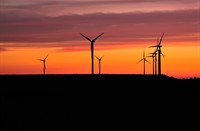 Windmolens in de avondlicht, Maasvlakte